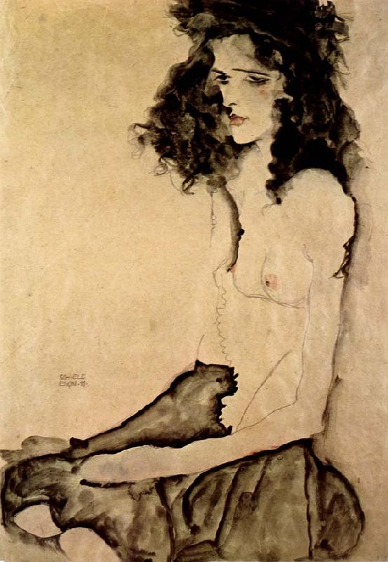 Egon Schiele Girl in Black oil painting picture